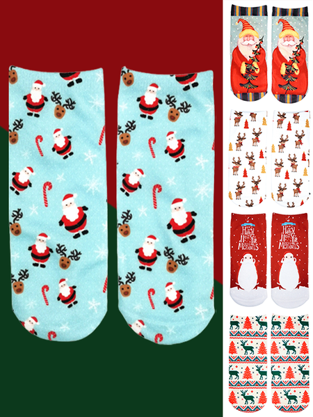 

Christmas 3D Santa's Elk Pattern High Stretch Cotton Socks Holiday Party Decorations, Color5, Socks