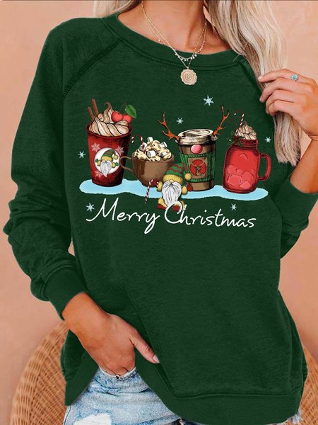 

Womens Merry Christmas Casual Letters Sweatshirt, Green, Hoodies&Sweatshirts