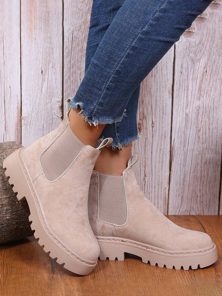 

Plain Simple Faux Suede Chelsea Booties, Apricot, Boots