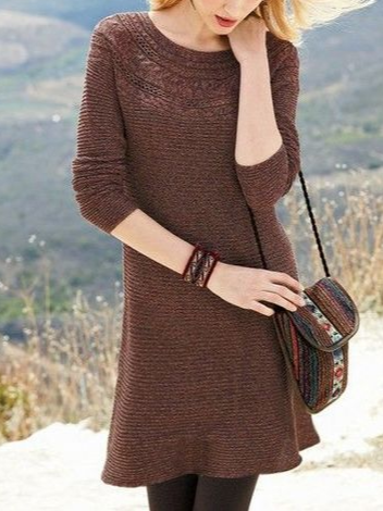 

Casual Loose Wool/Knitting Dresses, Brown, Dresses