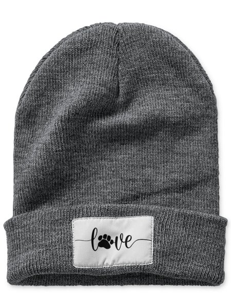 

Dog Lover Dog Paw Graphic Beanie Hat, Deep gray, Hats
