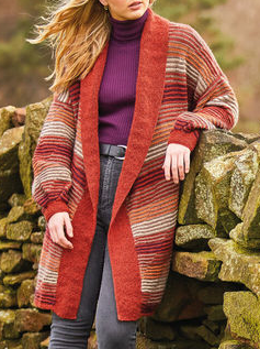 

Vintage Shawl Collar Sweater Coat, Multicolor, Outerwear