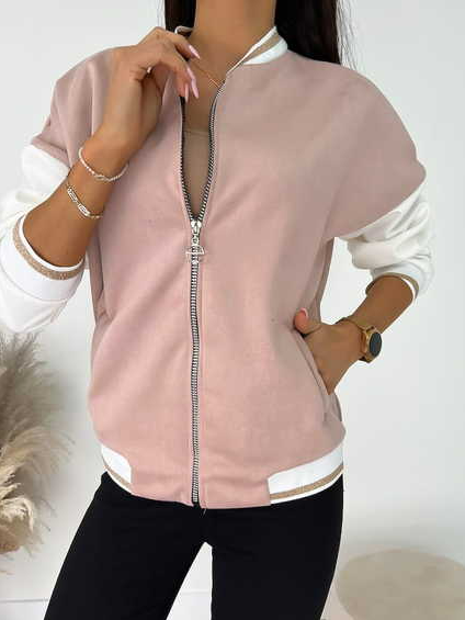 

Contrast-panel Oversized Bomber Jacket, Pink, Coats