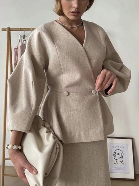 

Long sleeve V Neck Regular Fit Urban Jacket, Apricot, Jackets