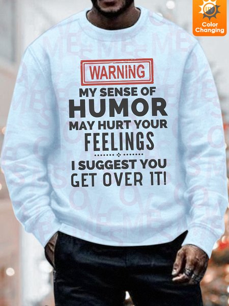 

Unisex Funny Text Letters Warning UV Color Changing Sweatshirt, Light blue, Hoodies&Sweatshirts