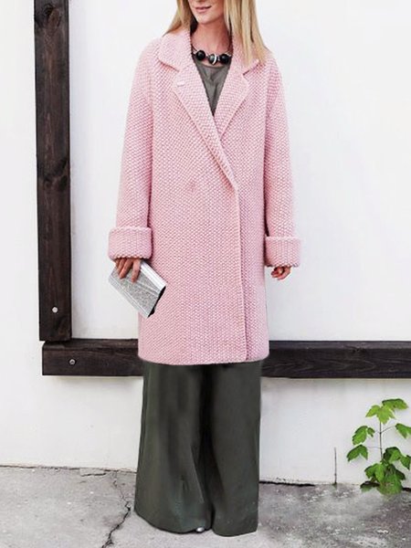 

Daily Long sleeve Regular Fit Plain Sweater Coat, Pink, Cardigans