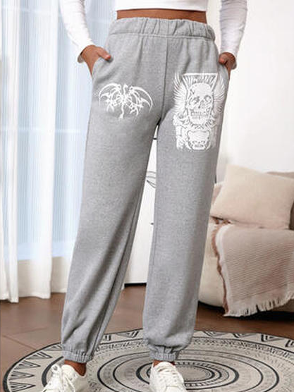 

Casual Loose Long Sweatpants, Gray, Pants