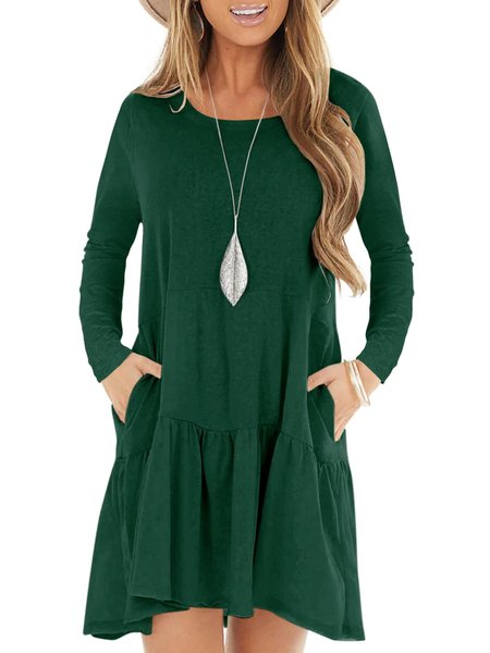

Crew Neck Casual Dresses, Green, Dresses