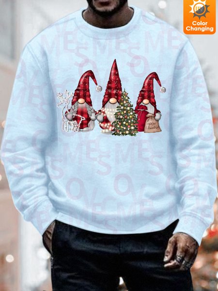 

Unisex Funny Gnome Graphic Print UV Color Changing Sweatshirt, Light blue, Hoodies&Sweatshirts