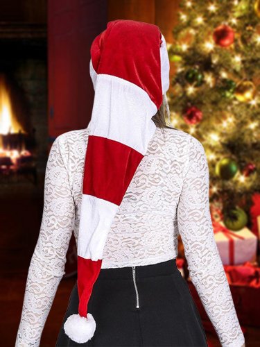 

Christmas Long 1.3m Christmas Hat Plush Christmas Hat Christmas Party Party Decoration, Red, Hats