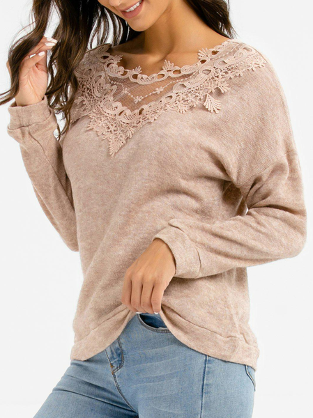 

Crew Neck Casual Regular Fit Top, Khaki, Tops