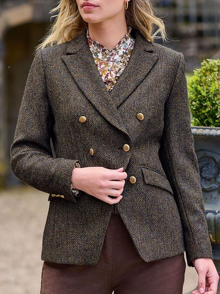 

Shawl Collar Buckle Vintage Blazer, Brown, Blazers