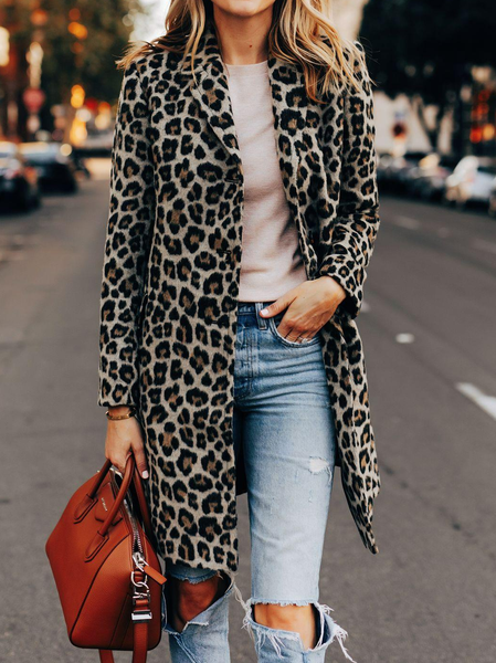 

Woolen Casual Leopard Overcoat, Multicolor, Coats