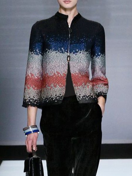 

Urban Stand Collar Color Block Jacket, Multicolor, Jackets