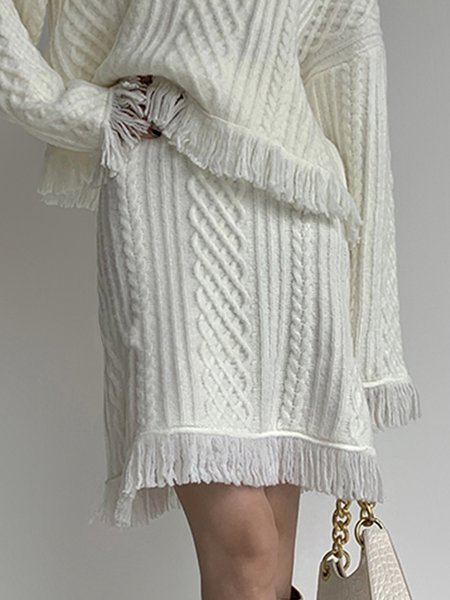 

Daily Winter Simple Plain Regular Fit Skirt, White, Skirts