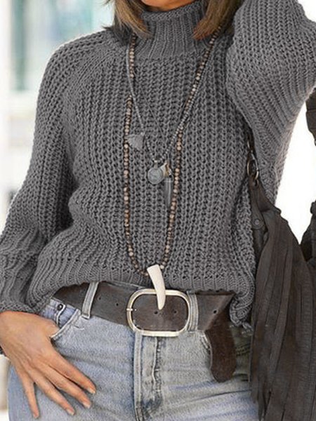 

Loose Casual Wool/Knitting Sweater, Gray, Sweaters
