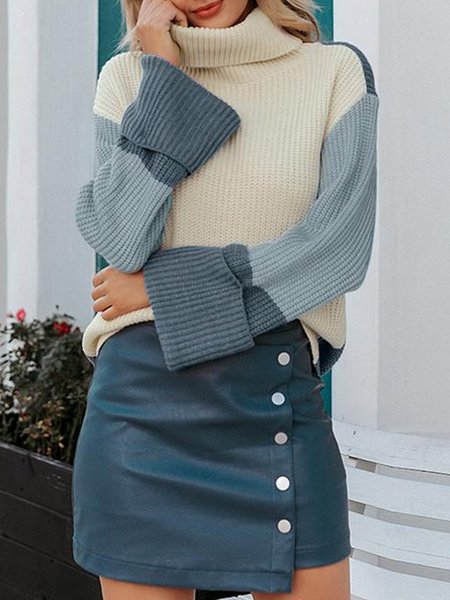

Casual Acrylic Turtleneck Sweater, Off white, Pullovers