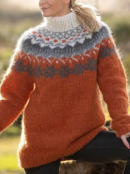 

Geometric Regular Fit Ethnic Sweater, Orange, Sweaters & Cardigans
