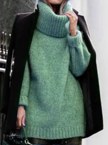 Casual Loose Wool/Knitting Dresses, Green, Dresses