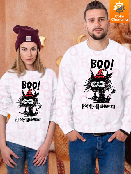 

Women Cat Mom Boo Happy Halloween Simple Sweatshirts, White, Hoodies&Sweatshirts