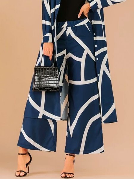

Urban Loose Fashion Geometric Wide leg Pants, Purplish blue, Pants