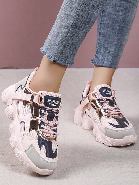 

Lightweight Comfortable Shiny Panel Sneakers Footwear, Pink, Sneakers