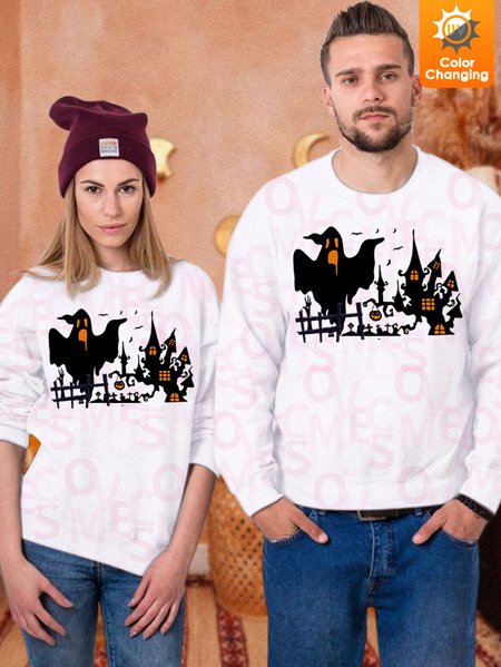 

Unisex Halloween UV Color Changing Sweatshirt, White, Hoodies&Sweatshirts