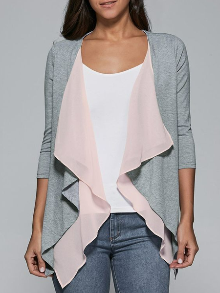 

Casual Asymmetrical Regular Fit Other Coat, Gray, Cardigans