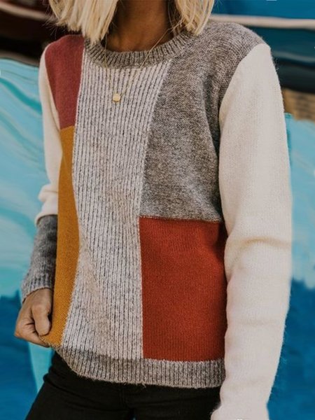 

Color Block Casual Sweater, Multicolor, Sweaters