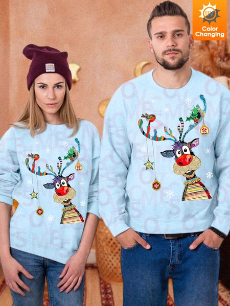 

Unisex Funny Christmas UV Color Changing Casual Sweatshirts, Blue, Hoodies&Sweatshirts