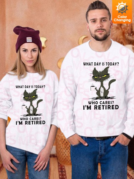

Unisex Funny Cat Who Cares I'm Retired UV Color Changing Sweatshirt, White, Hoodies&Sweatshirts