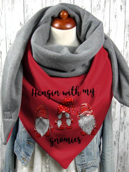 

Hangin With My Gnomies Christmas Red Elf Pattern Triangle Scarf, Scarfs