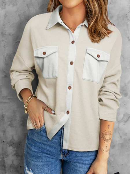 

Casual Regular Fit Shirt Collar Blouse, Apricot, Shirts & Blouses