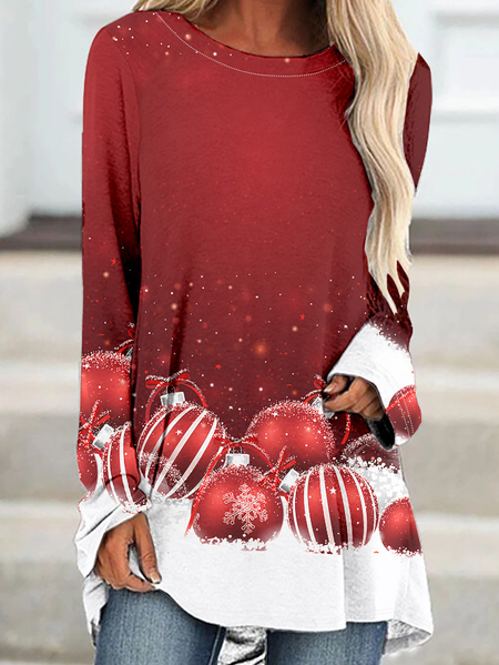 

Womens Christmas Casual Tops, Red, Long sleeves