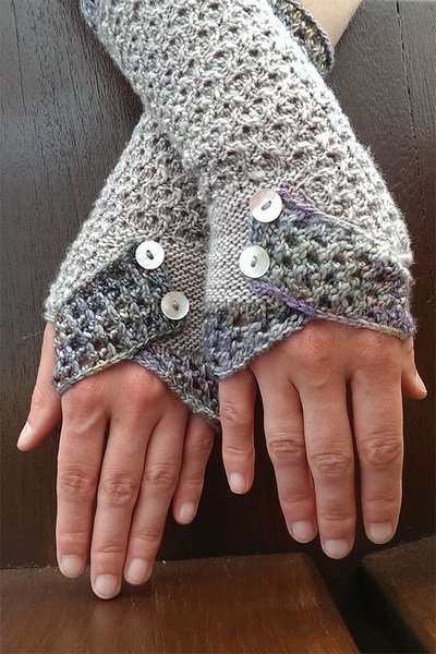

Winter Knit Button Gloves, Gray, Women Gloves