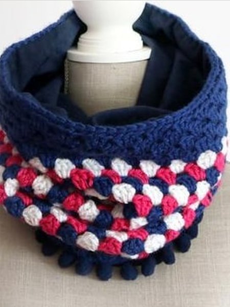 

Winter Casual Knit Yarn Colorblock Scarf, As picture, Women Scarves & Shawls