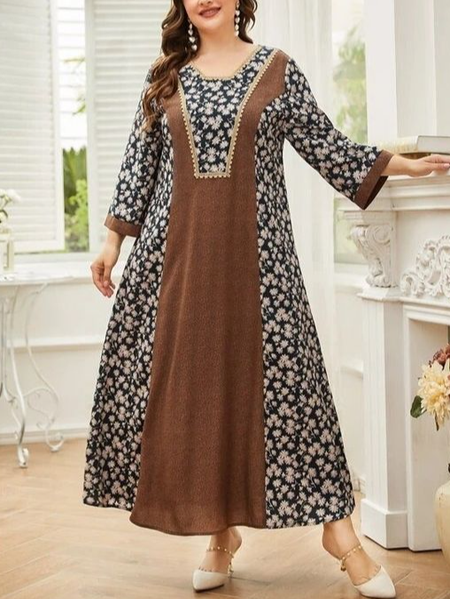 

Loose Square Neck Vintage Dresses, Multicolor, Maxi Dresses