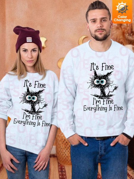 

Unisex Funny I‘m Fine UV Color Changing Sweatshirt Sweatshirt, Blue, Hoodies&Sweatshirts