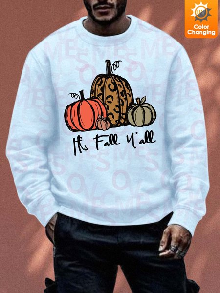 

Unisex It’s Fall Sunlight Sensitive Sweatshirt Halloween Crew Neck Sweatshirt, Light blue, Hoodies&Sweatshirts