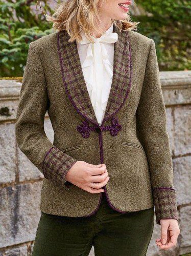 

Regular Fit Vintage Lapel Collar Blazer, Yellow brown, Blazers