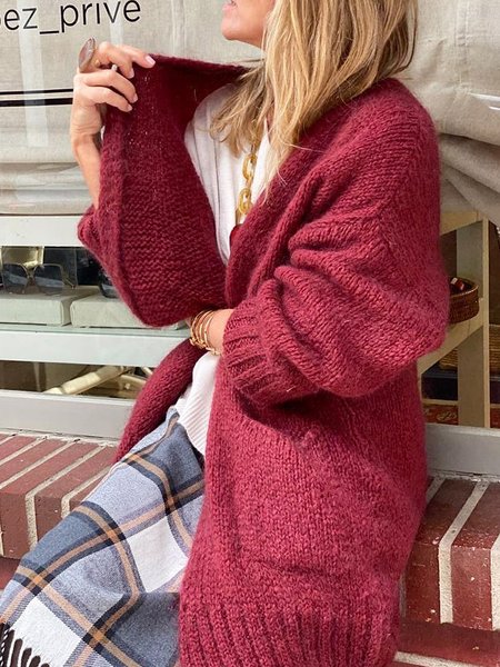 

Casual Loose Wool/Knitting Christmas Sweater Coat, Red, Outerwear