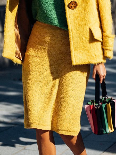 

Urban Regular Fit Plain Skirt, Yellow, Skirts