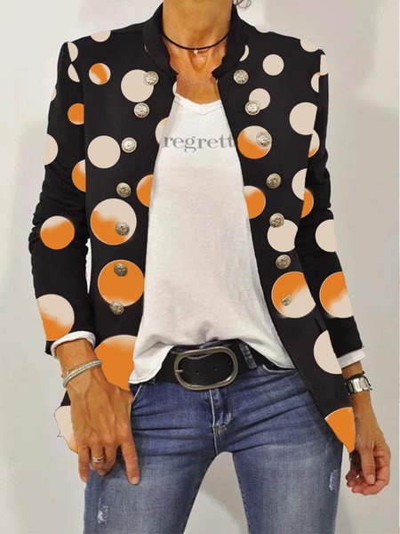 

Urban Long Sleeve Stand Collar Polka Dots Jacket, Orange, Jackets