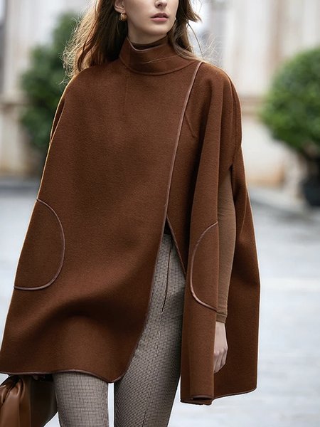 

Urban Plain Loose Turtleneck Jacket, Brown, Jackets