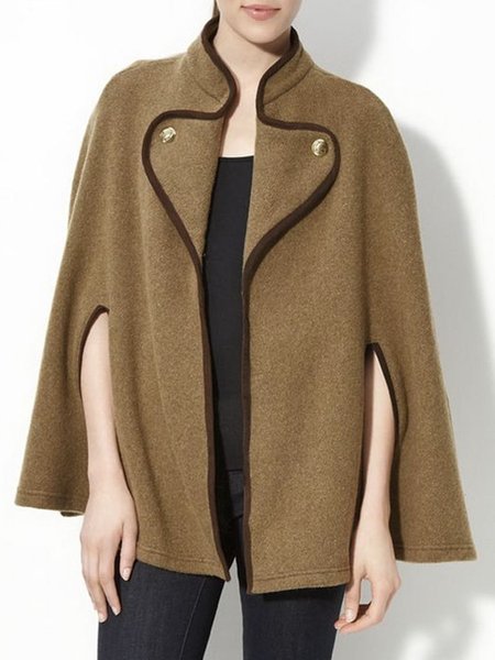 

Long sleeve Regular Fit Color Block Stand Collar Jacket, Brown, Jackets