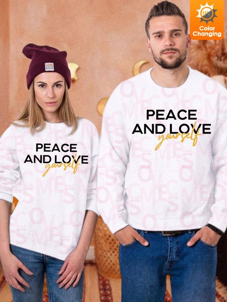 

Lilicloth X Marrium Unisex Peace And Love Yourself UV Color Changing Sweatshirt, White, Hoodies&Sweatshirts