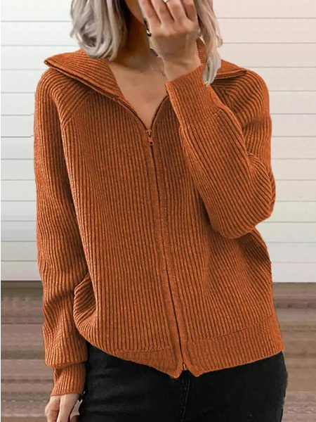

Wool/Knitting Casual Sweater Coat, Orange, Cardigans