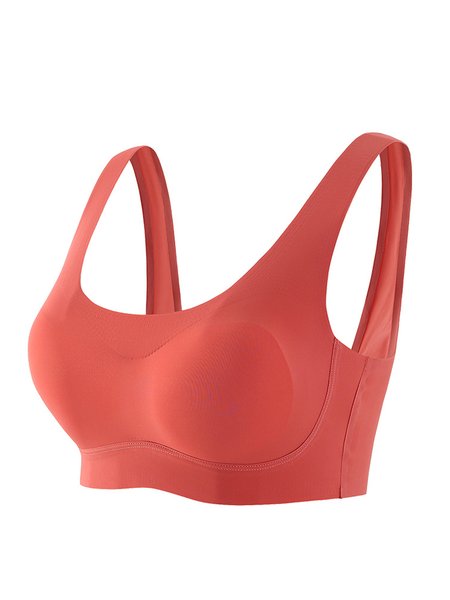 

Women's Comfortable Seamless Back Button Push Up Underwear, Brick red, Bras