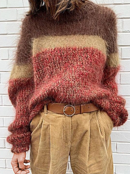 

Loose Crew Neck Wool/Knitting Sweater, Multicolor, Sweaters & Cardigans