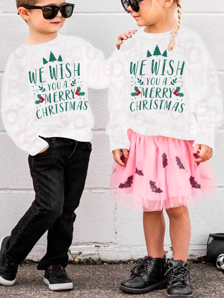 

Lilicloth X Jessanjony Unisex We Wish You A Merry Christmas UV Color Changing Children Sweatshirts, White, Kid's Sweatshirts
